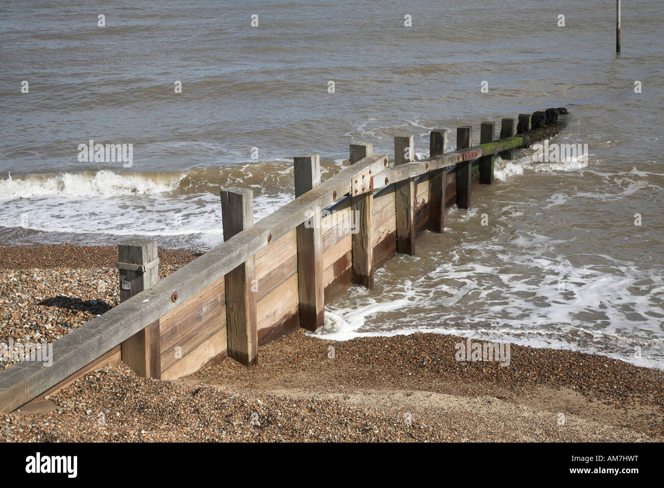 Wooden groyne north Felixstowe, Suffolk, England Stock Photo Alamy