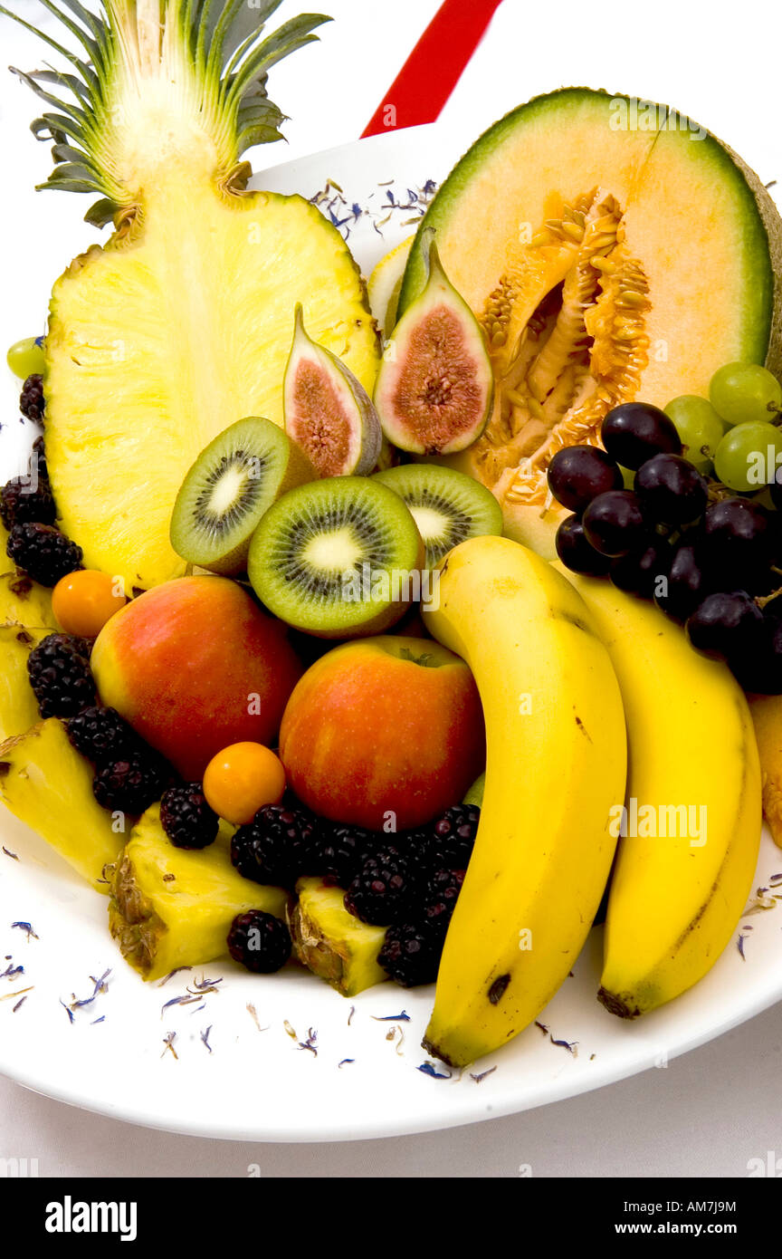 Fruits arranged on a plate Stock Photo