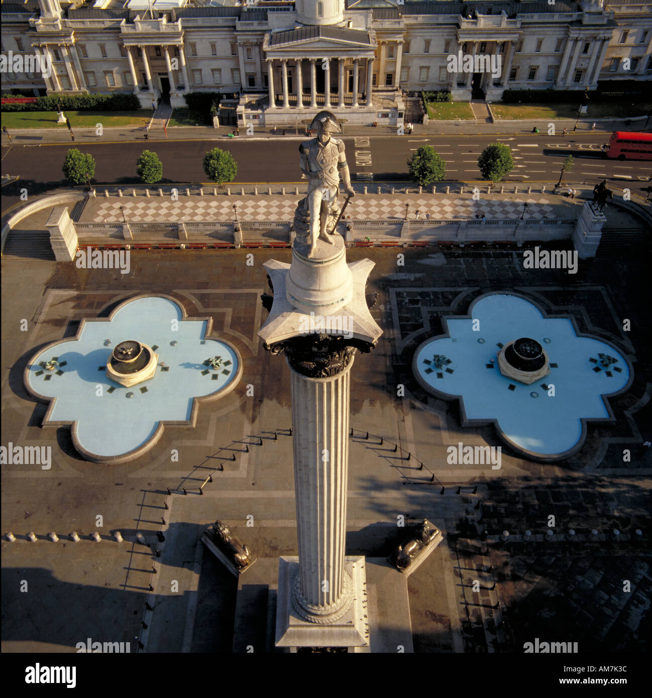 National Gallery and Nelsons Column Trafalgar Square London UK aerial view Stock Photo