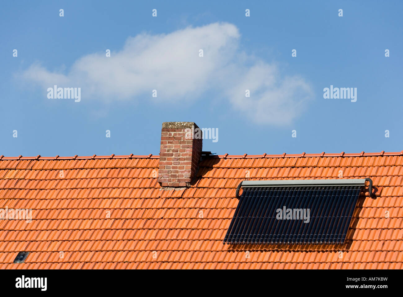 An old roof with modern technology on it Stock Photo