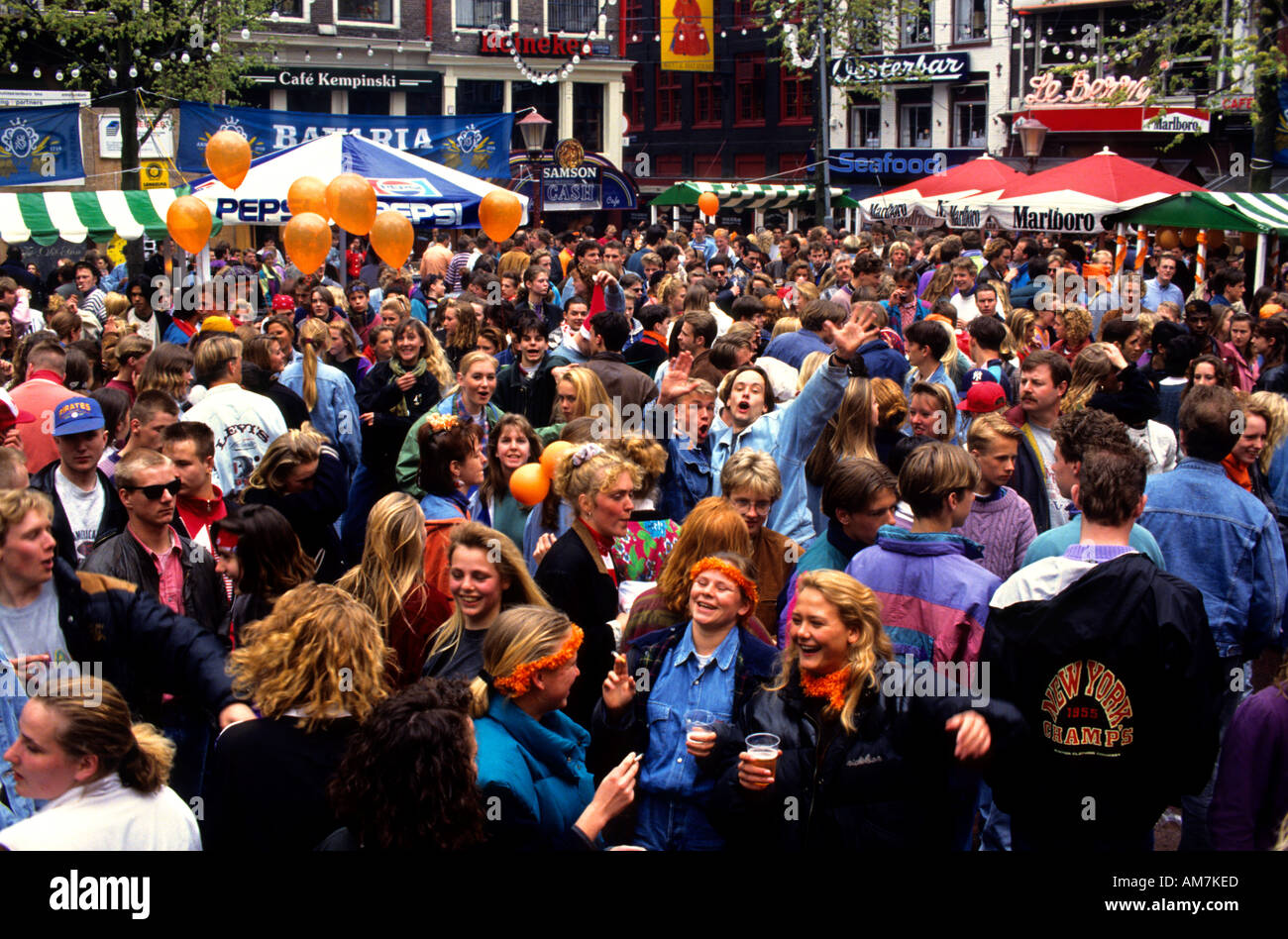 Koninginnedag  -  Koningsdag or King's Day is a national holiday in the Kingdom of the Netherlands. Netherlands Amsterdam Stock Photo