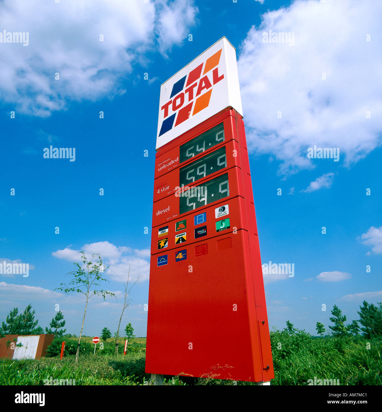 total petrol station with 1990 s prices Stock Photo - Alamy