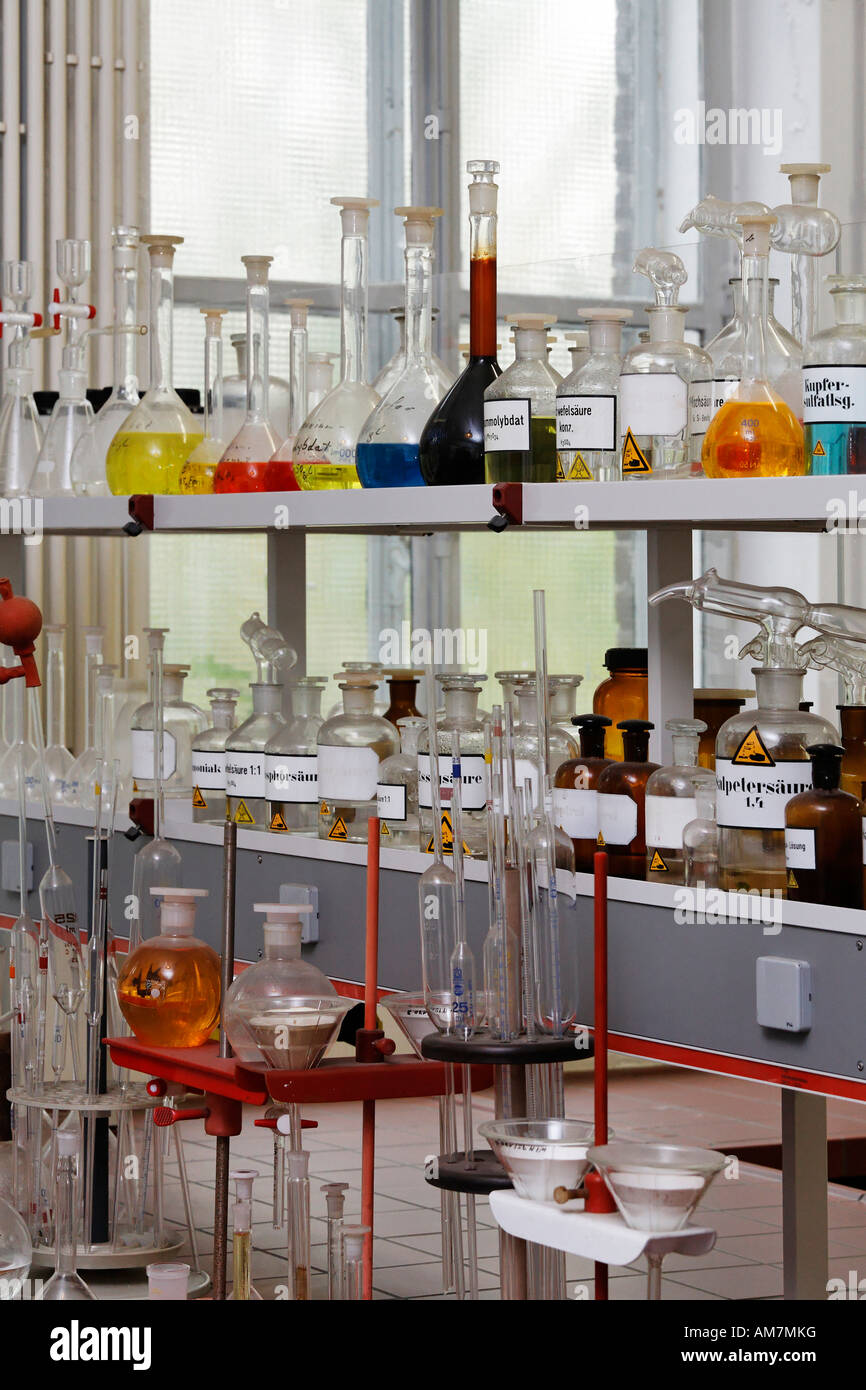 Chemical laboratory at the disused ironworks Henrichshuette, industrial museum, Hattingen, NRW, Germany Stock Photo