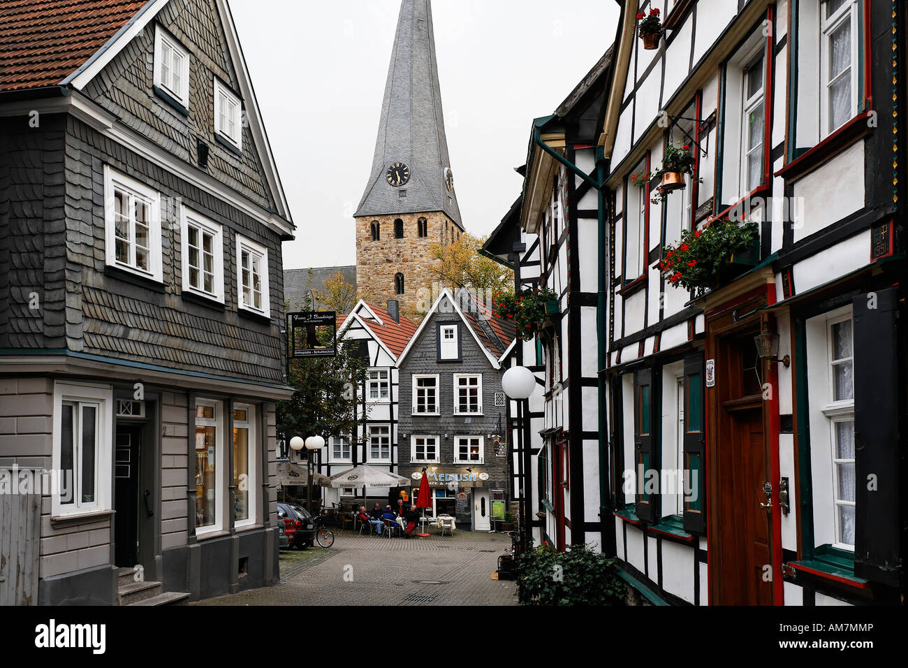 Half-timbering houses at the old part of town, Hattingen, NRW, Germany Stock Photo