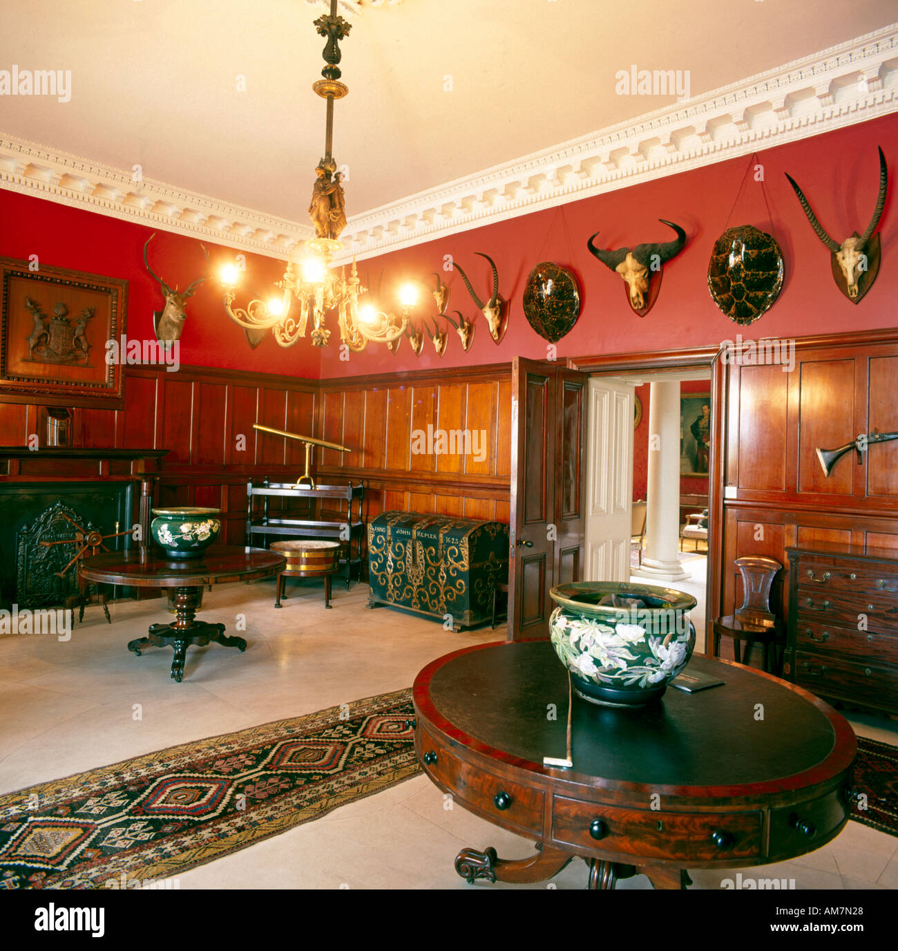 Front hall of Ballywalter Park in 1990s Northern Ireland Stock Photo