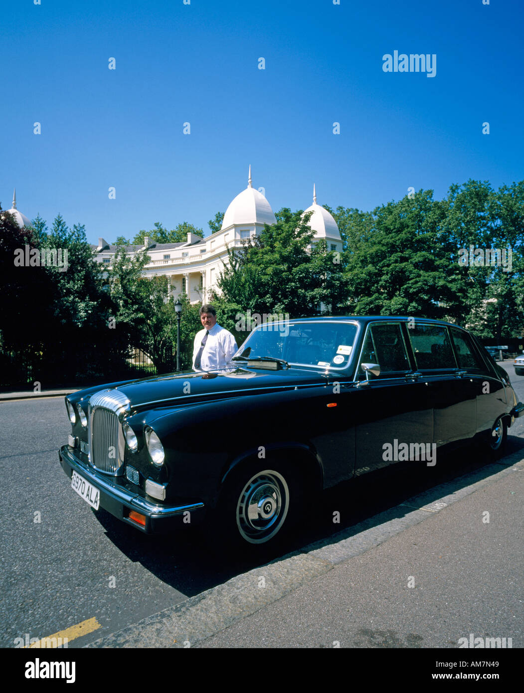 Daimler limousine car with chauffeur near Regent s Park London NW1 England  Stock Photo