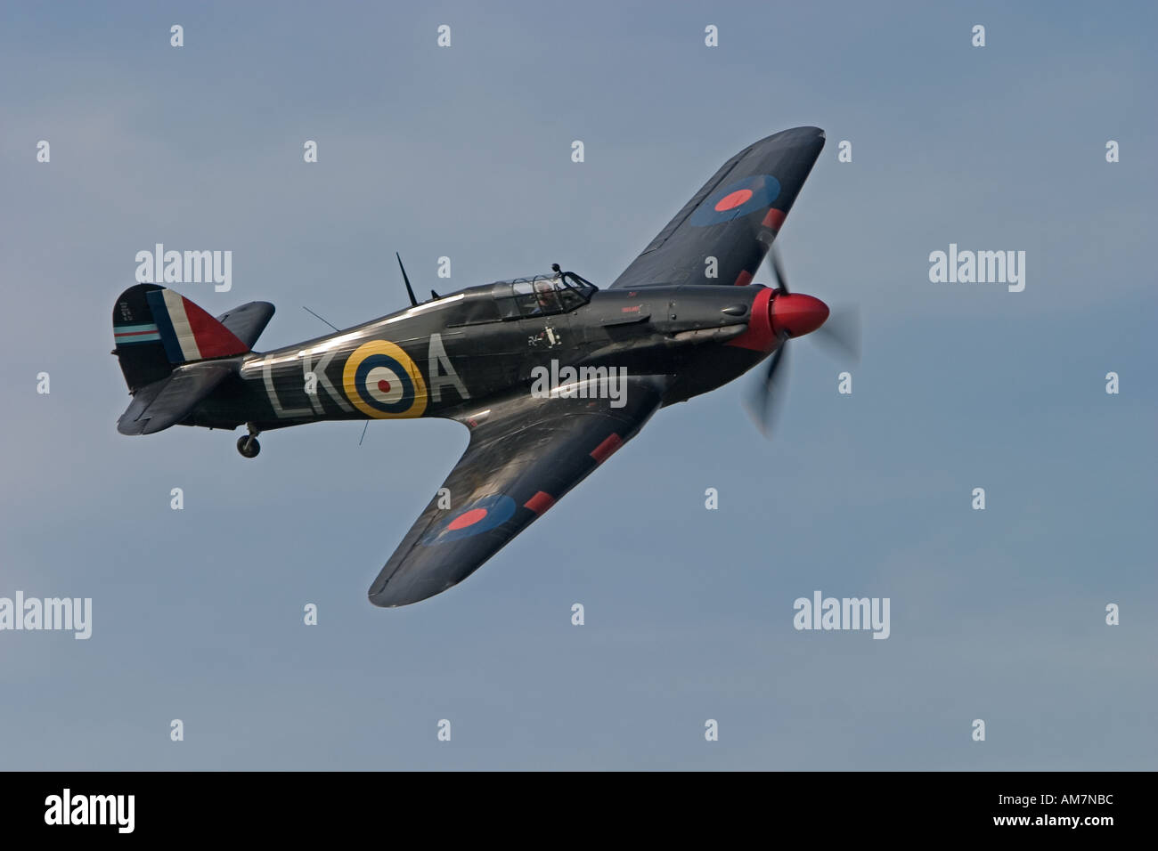 Hawker Hurricane Mk XII RCAF5589 built in Canada 1943. This aircraft, registered G-HURR, crashed in 2007 during a  display at Shoreham. Stock Photo