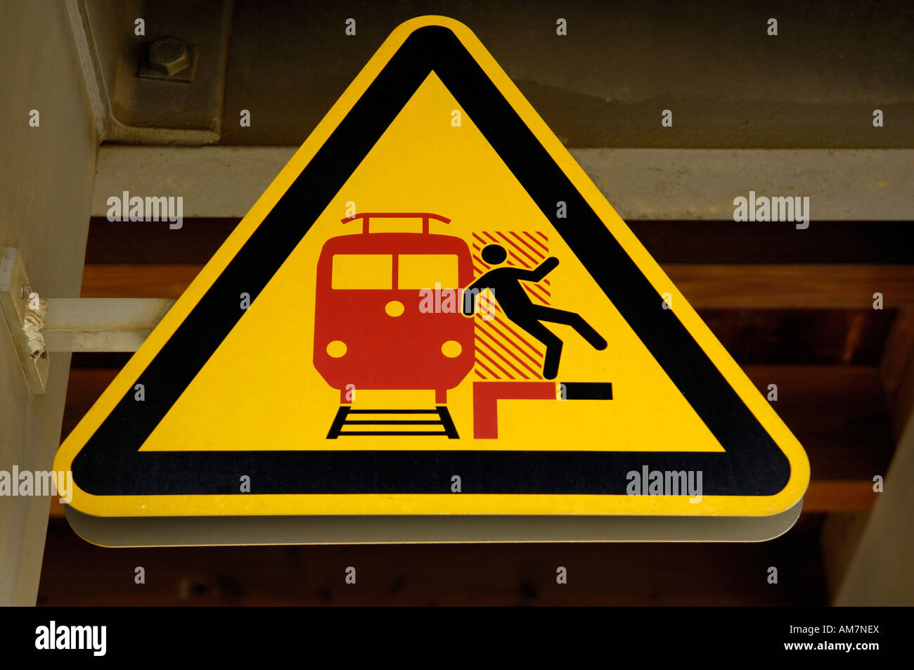 Danger sign, Deutsche Bahn, Germany Stock Photo