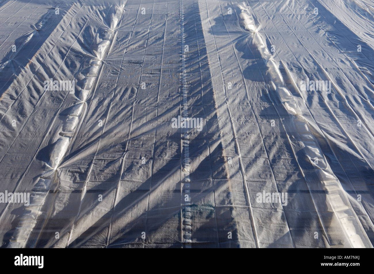 Scaffolding with tarpaulin, encasement Stock Photo