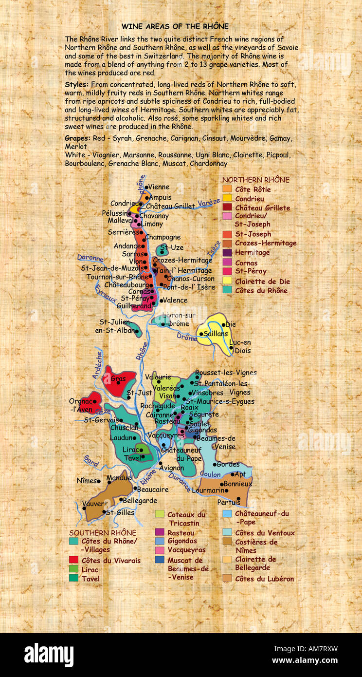 Wine Areas of the Rhone Stock Photo