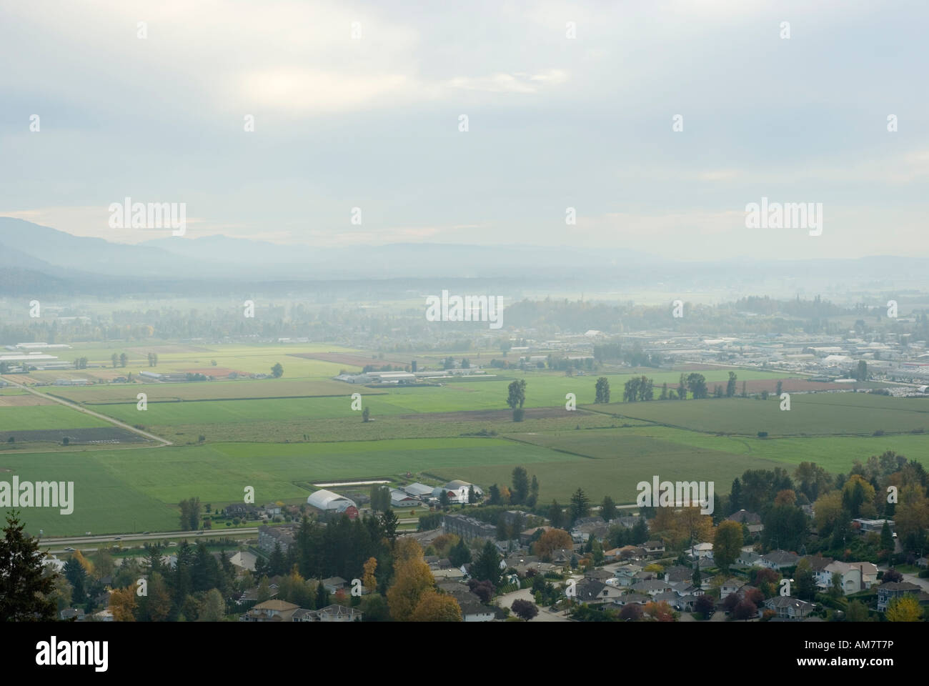 Air pollution trapped in the Fraser Valley at Abbotsford, British