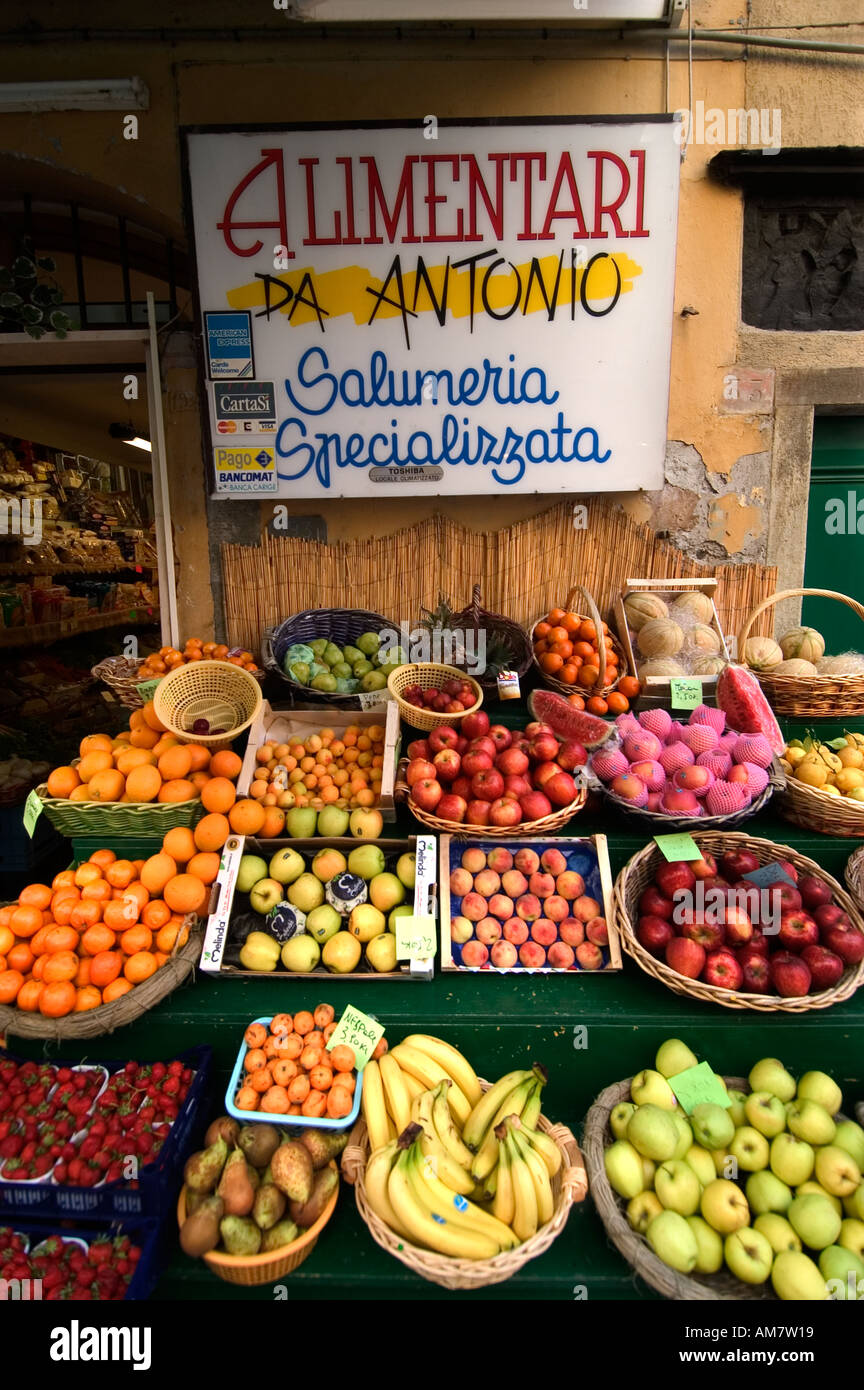 Italy Liguria Vegetables Fruit Greengrocer Italy Stock Photo