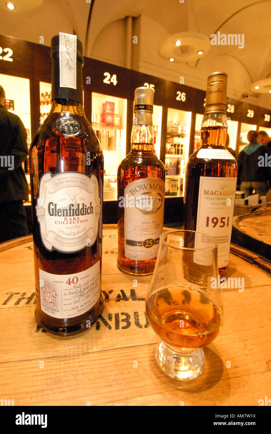 Scotch whisky Heritage Centre selection of bottles Stock Photo Alamy