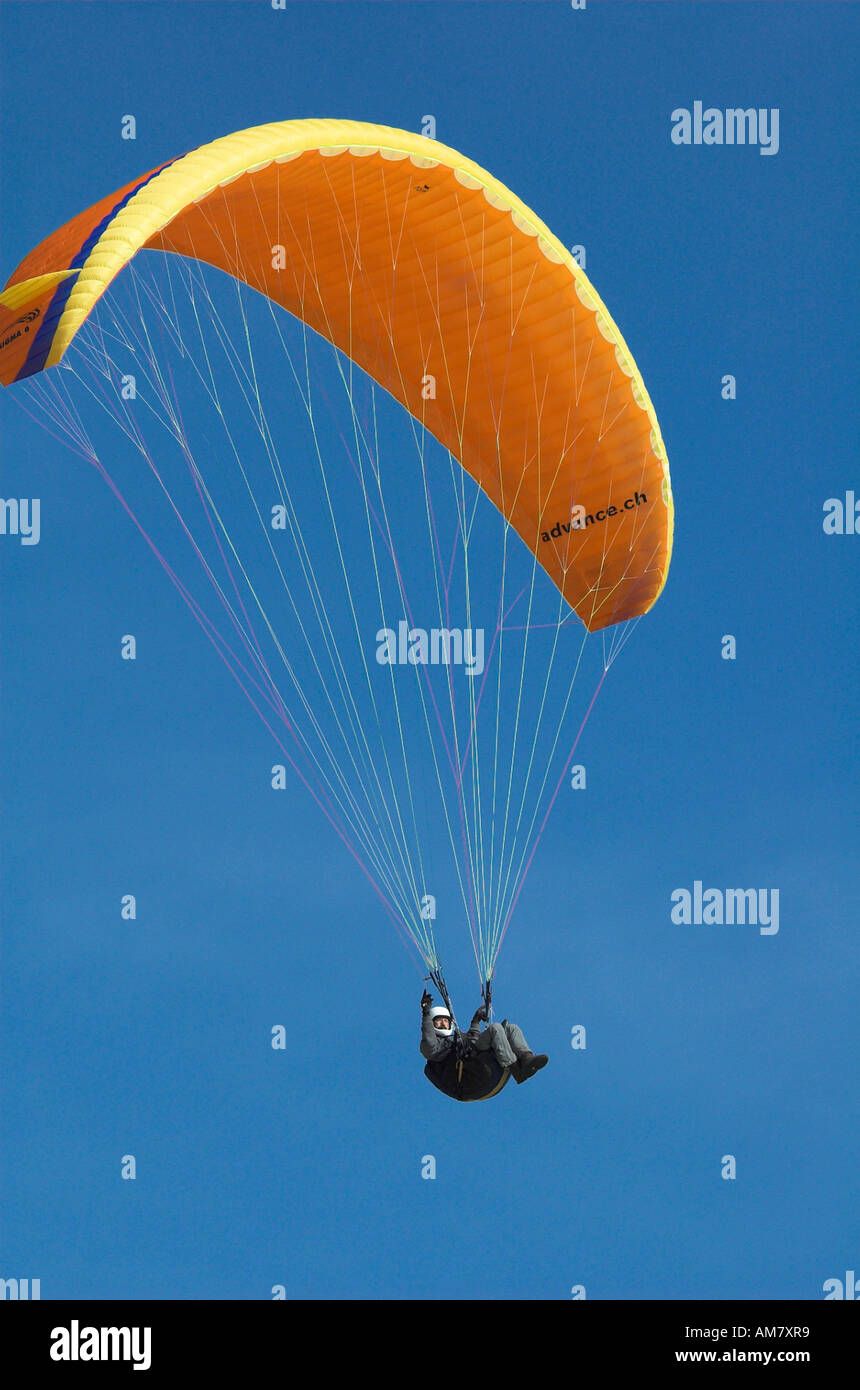 Paraglider with blue sky Stock Photo