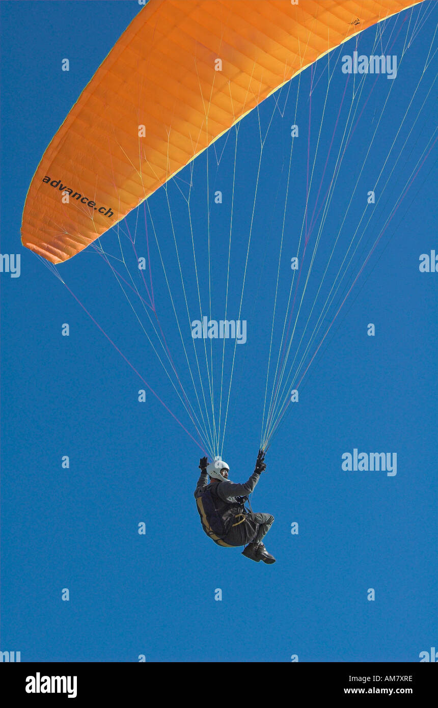 Paraglider with blue sky Stock Photo