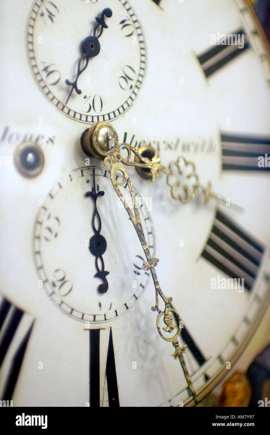 Grandfather Clock Face and Hands Stock Photo Alamy