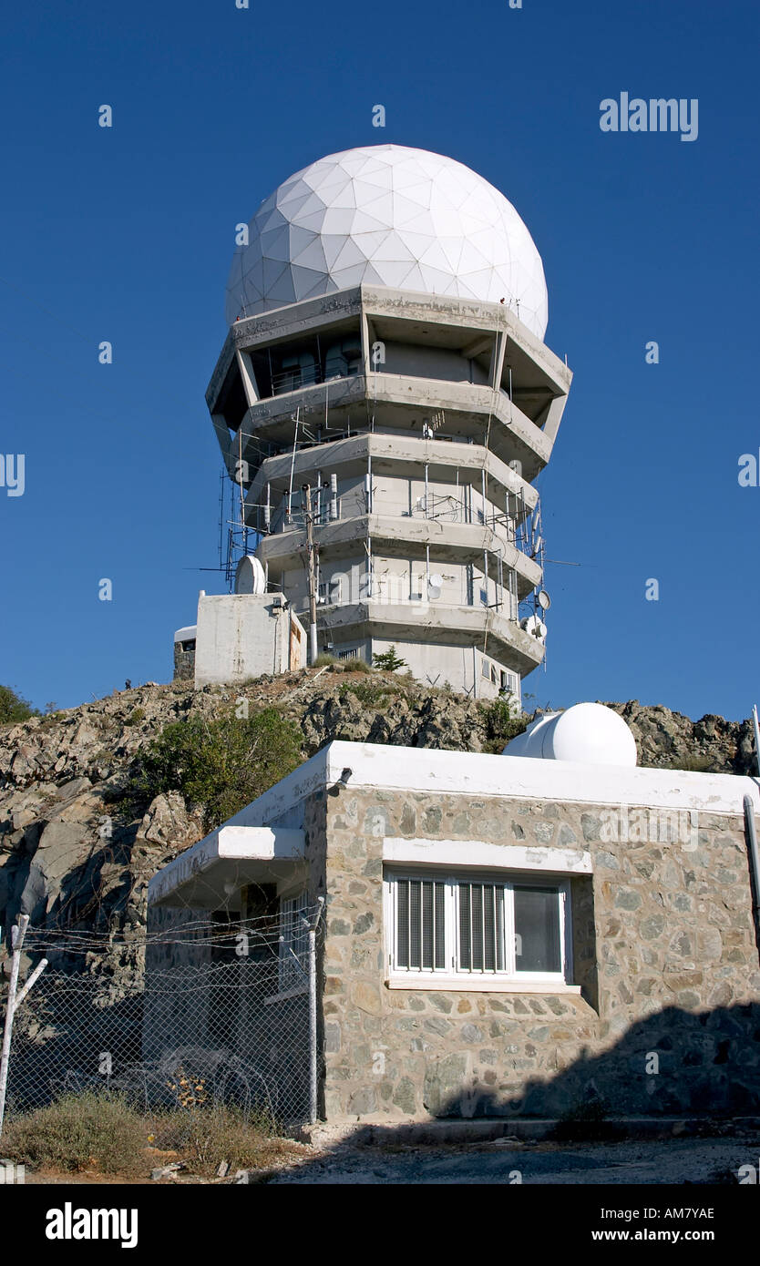 Radar installation on Mount Kionia 1423m high Troodos mountains Cyprus  Stock Photo - Alamy