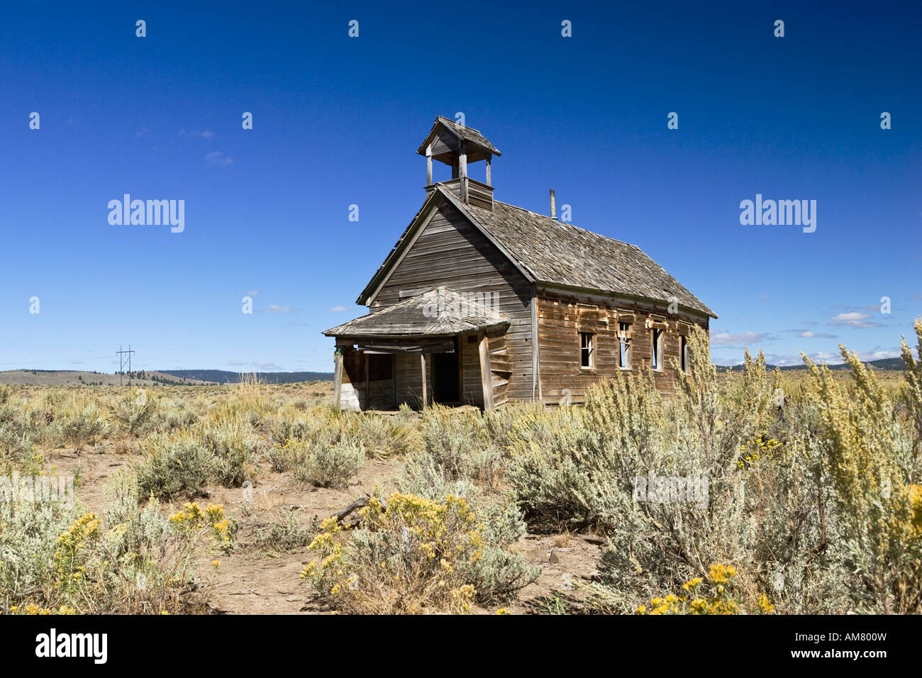 Old schoolhouse, wildwest, Oregon, USA Stock Photo