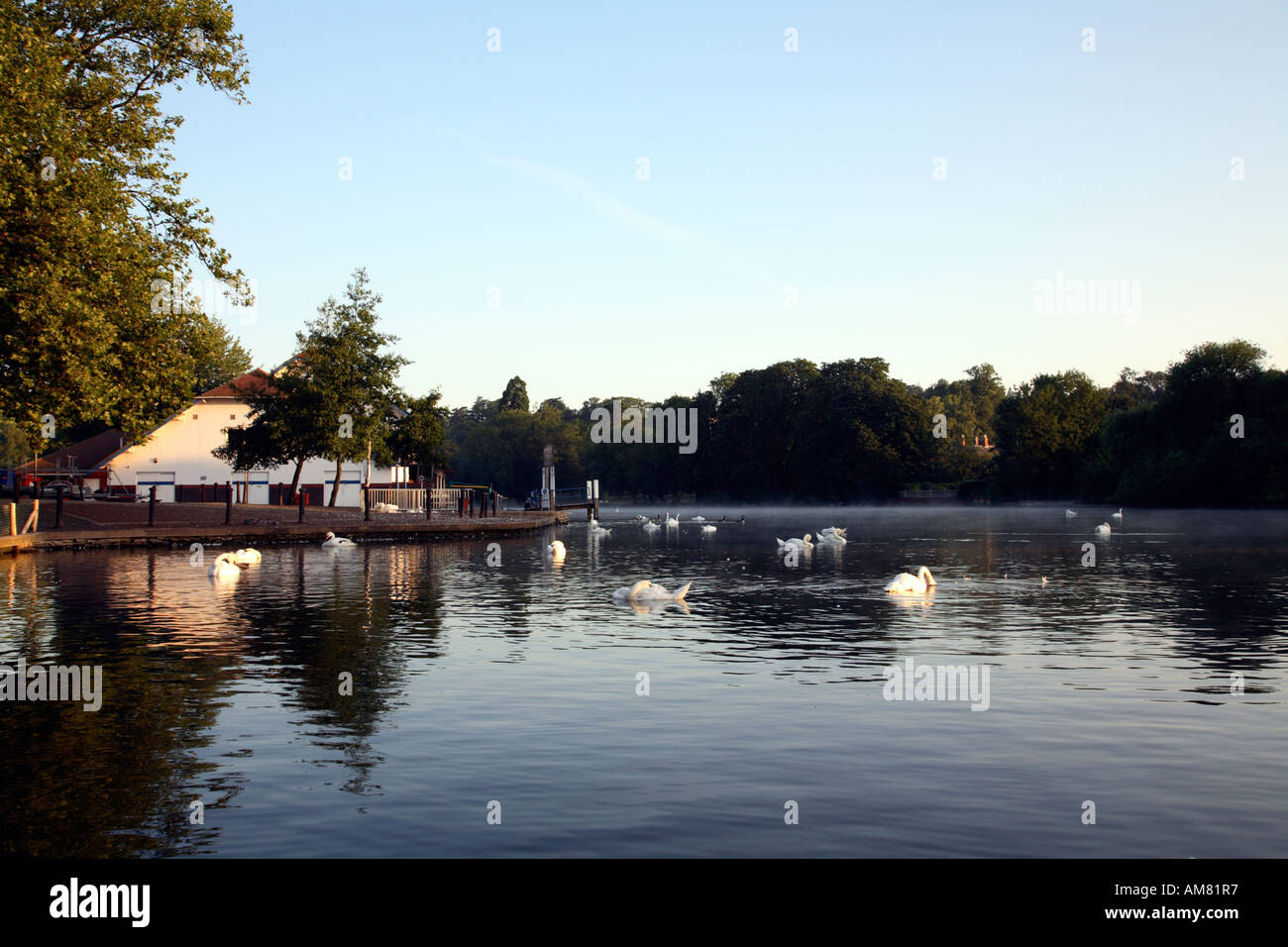 Early morning on river Thames promenade in Caversham 3 Stock Photo