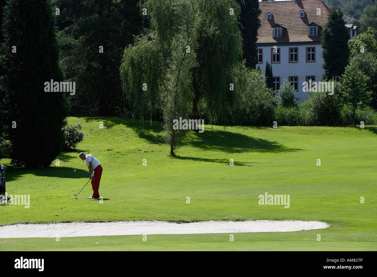 Golf course Schloss Georgshausen, Rhein-Berg-Masters-Finals, Lindlar, North Rhine-Westphalia, Germany Stock Photo
