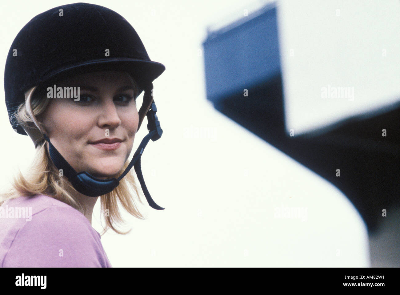 Woman wearing a helmet hi-res stock photography and images - Alamy