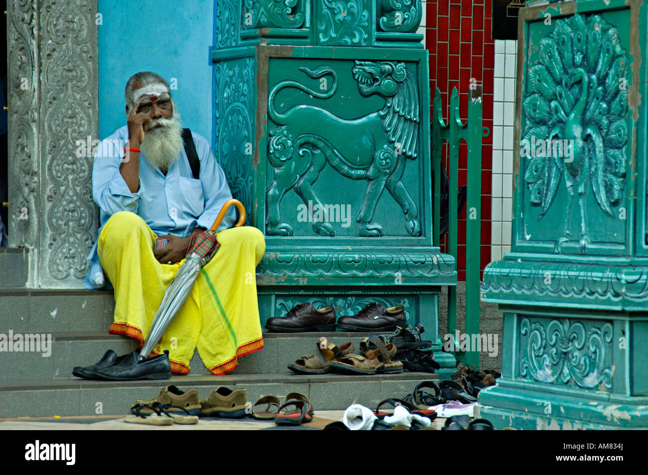 A Hindu holy man at a temple in Singapore Stock Photo Alamy