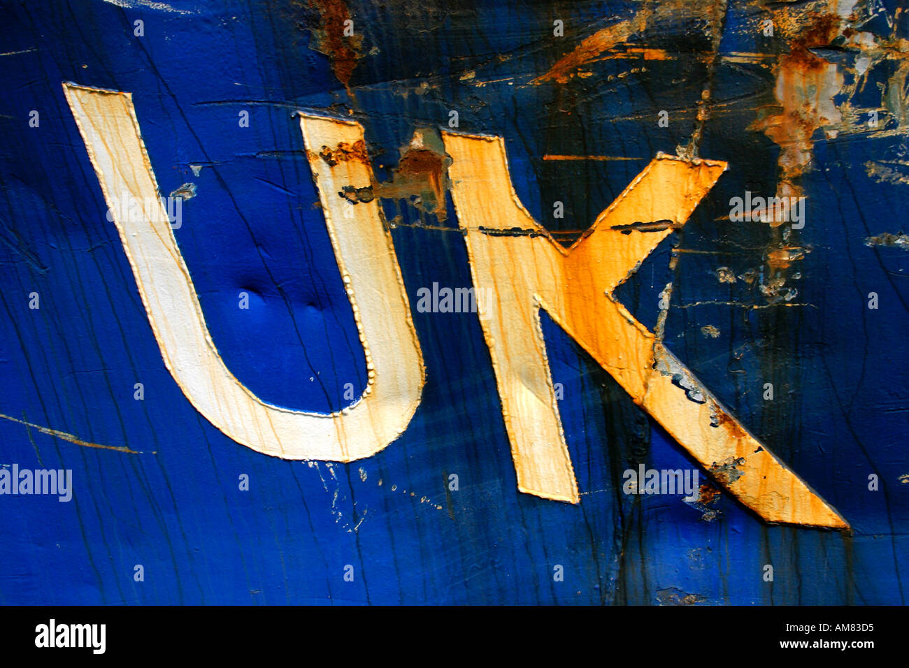 Registration Letters UK On Blue And Rusty Fishing Boat Stock Photo Alamy   Registration Letters Uk On Blue And Rusty Fishing Boat AM83D5 