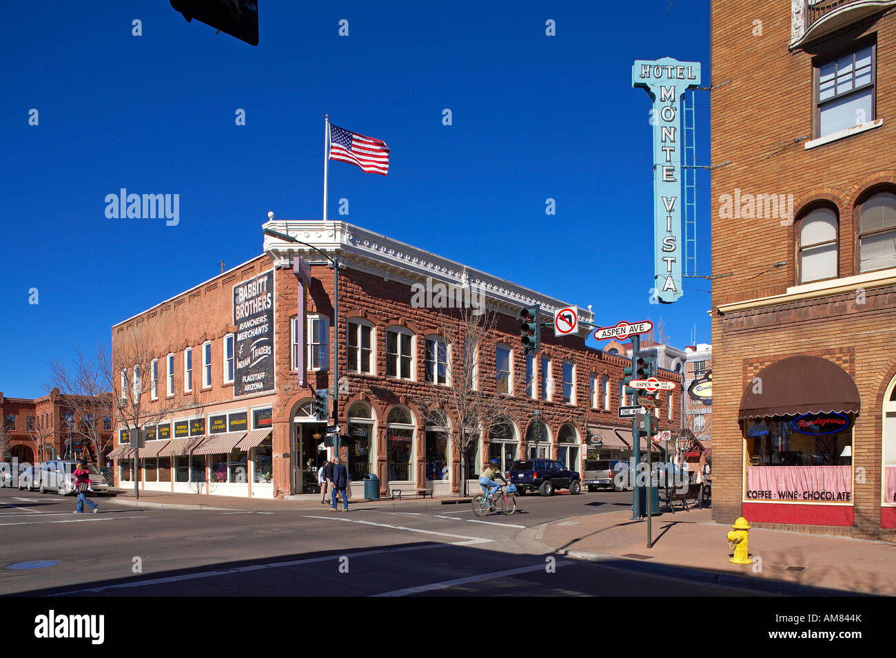 United States, Arizona, Route 66, Flagstaff, historical downtown, Monte Vista Hotel Stock Photo