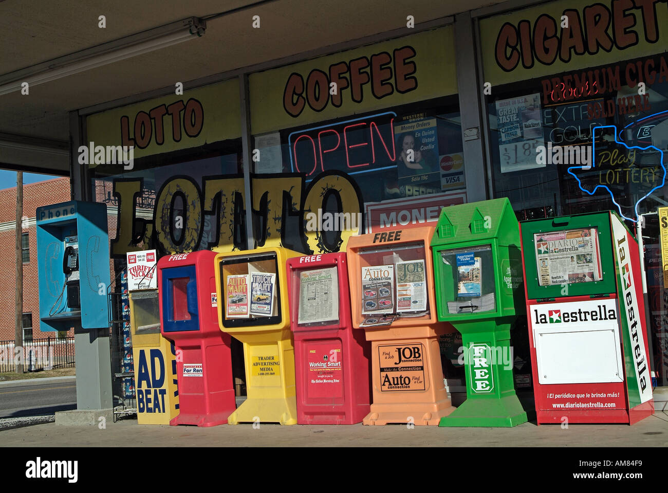 Free ad boxes in downtown of Dallas, Texas Stock Photo Alamy