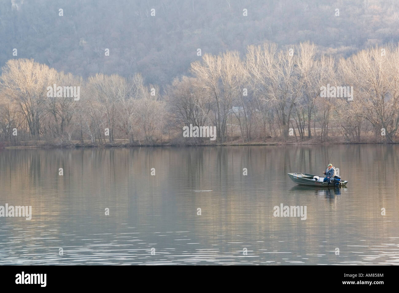 Minnesota USA Winona Fishing in the Mississippi river November 2006