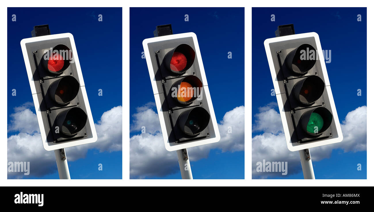 THREE PICTURE SEQUENCE OF ROAD TRAFFIC LIGHT Stock Photo Alamy