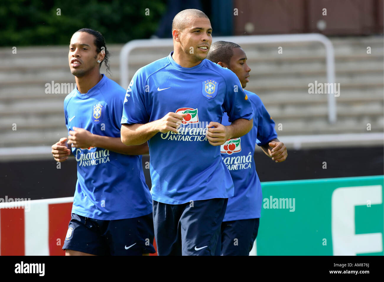 Ronaldinho, Ronaldo and Robinho, Belkaw Stadion, training of the brazilian national team, Bergisch Gladbach, North Rhine-Westph Stock Photo