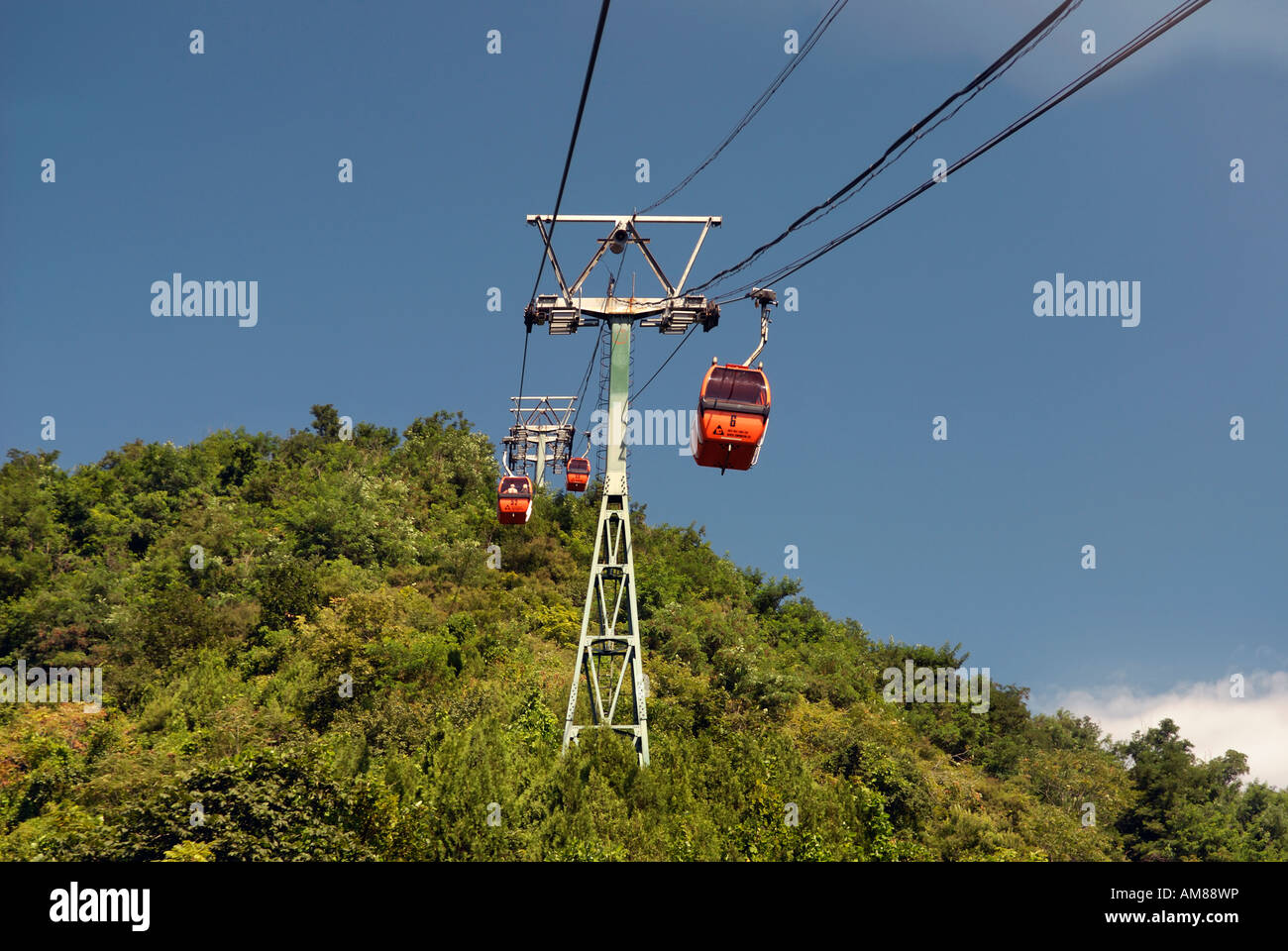 Funicular to the Great Wall level at Mutianyu China Stock Photo