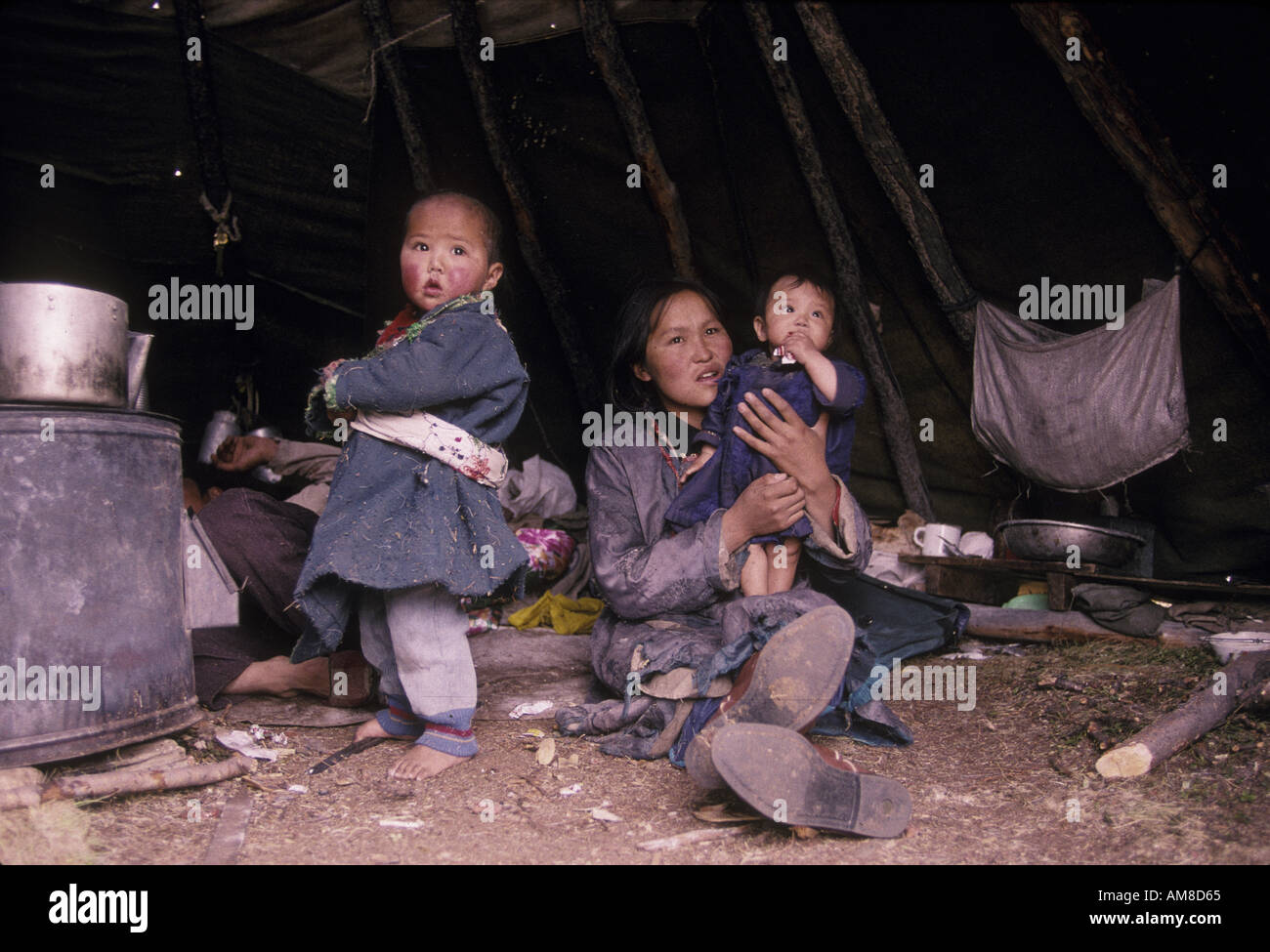 Inside a Tsaatan family wigwam teepee in Northern outer Mongolia ...