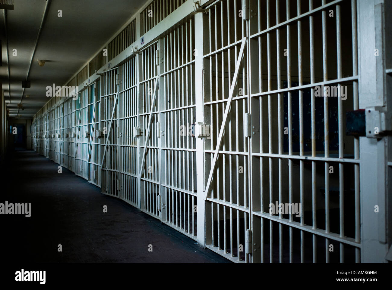 Jail cell doors at an abandoned prison in Guelph Ontario Canada Stock Photo