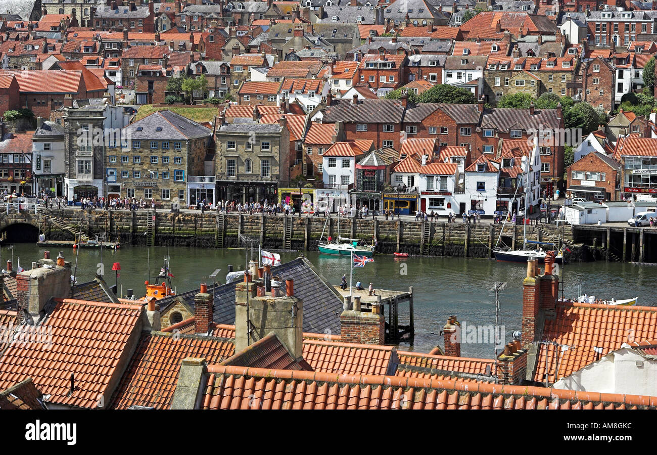 Whitby, North Yorkshire red rooftops and estuary Stock Photo - Alamy