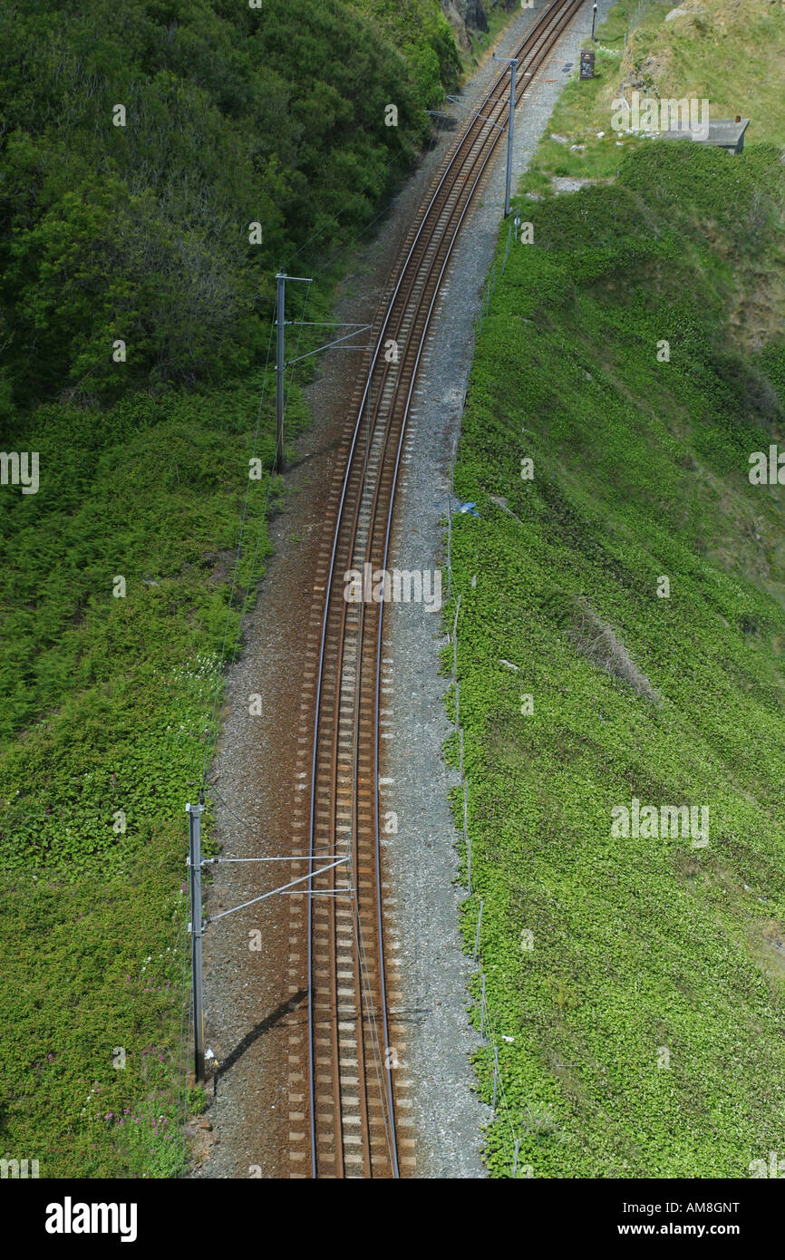 Train Tracks on the Greystones to Bray railway line Ireland Stock Photo
