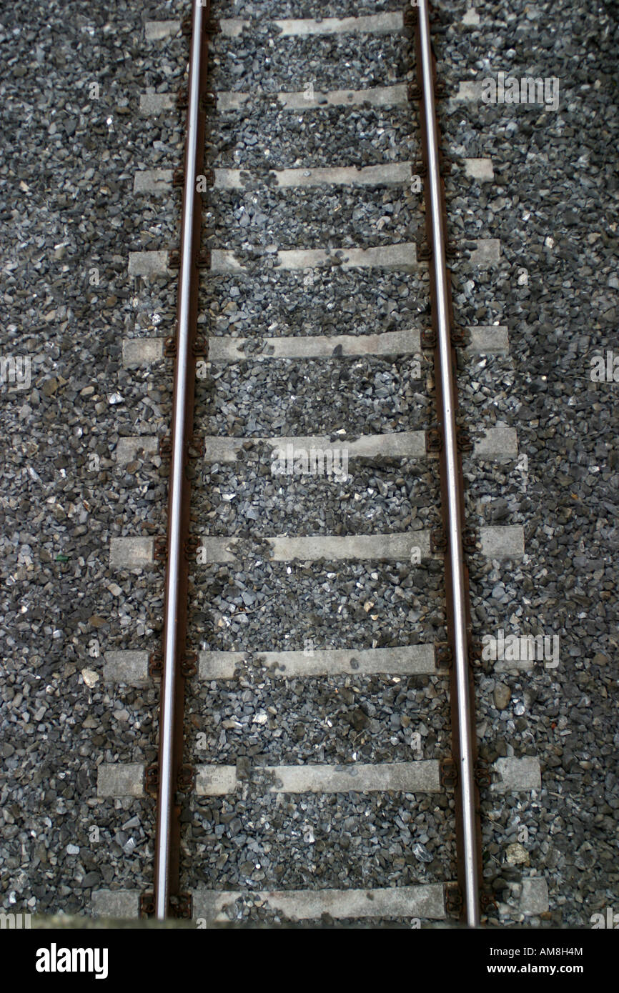 Train Tracks on the Greystones to Bray railway line Stock Photo