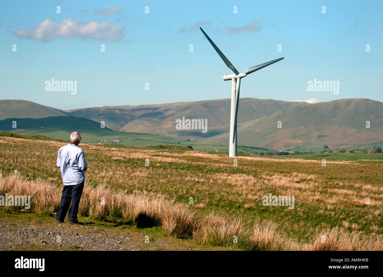 Wine turbine, Lambrigg Wind Farm, Lake District, Cumbria, England, UK Stock Photo