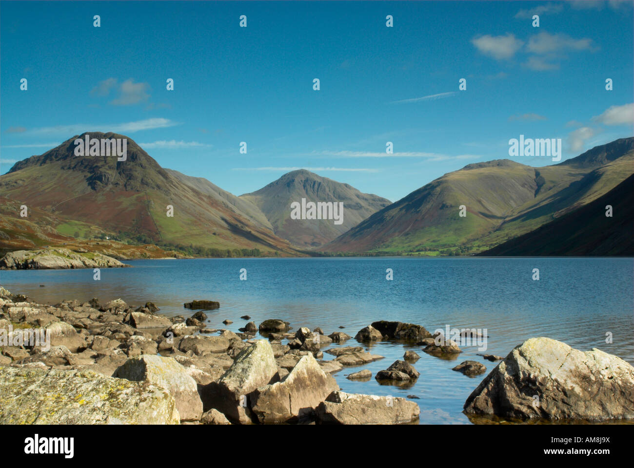 Wast Water with the classic backdrop of Yewbarrow, Great Gable and ...