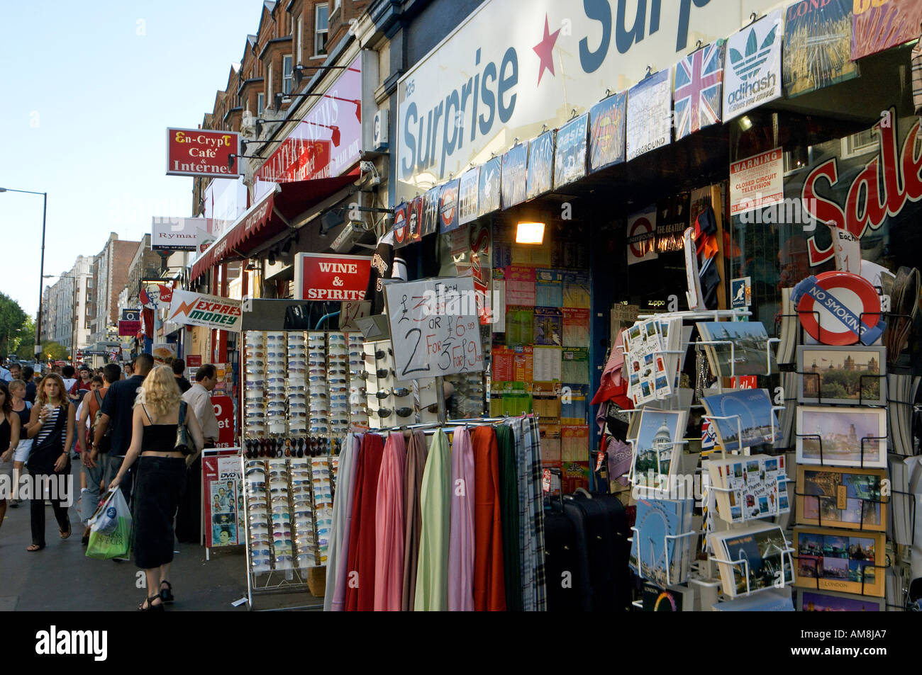Shops and shoppers on Queensway Bayswater London W2 England Stock Photo