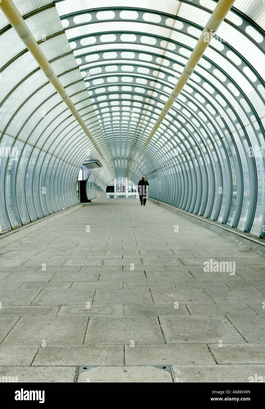 The Poplar pedestrian foot bridge passage that passes over the A13 in