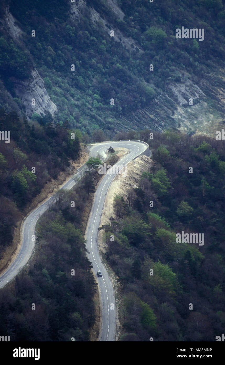 Car on French mountain pass Stock Photo Alamy