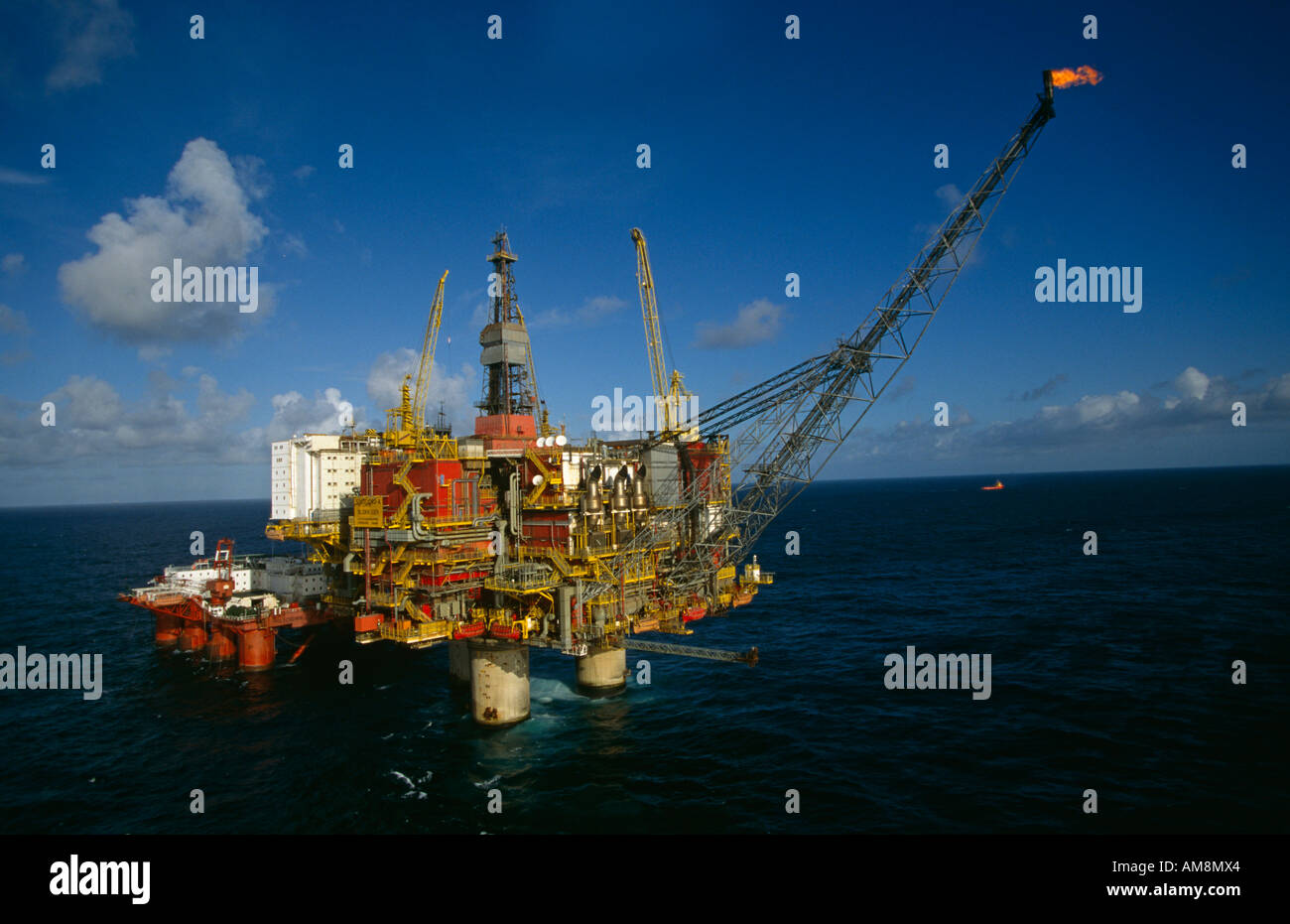 Statsfjord Oil Platform  in the Norwegian Sector of the North Sea Stock Photo