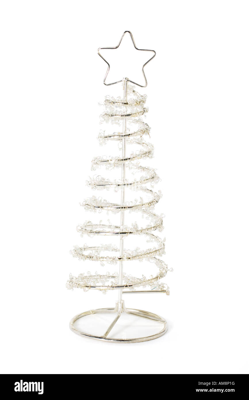 Miniature Christmas Tree on White Background Stock Photo - Alamy