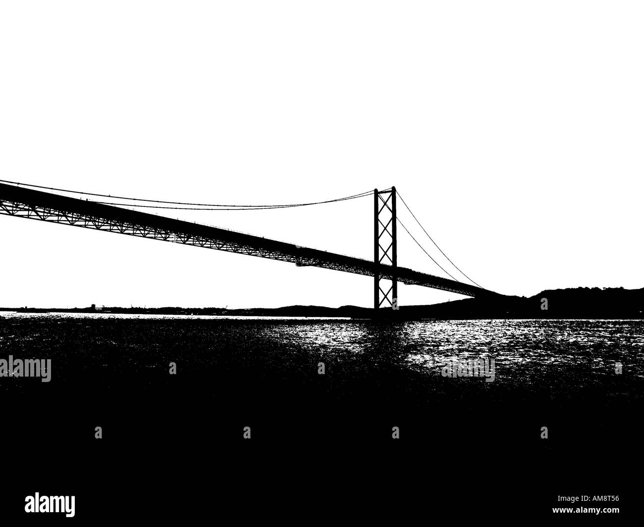Forth road bridge shot from underneath Stock Photo