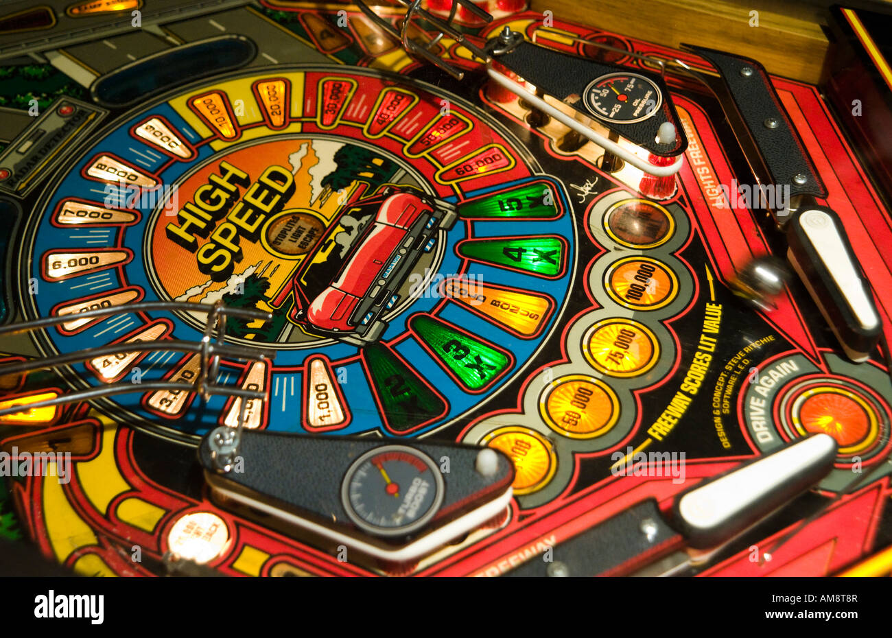 Detail of a pinball machine Stock Photo