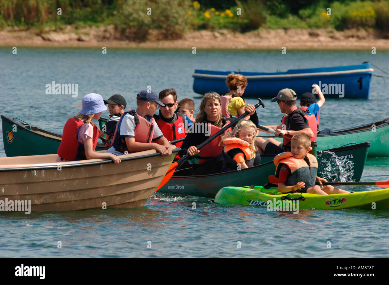 People In Boats,On carsington Water In Derbyshire England. Stock Photo