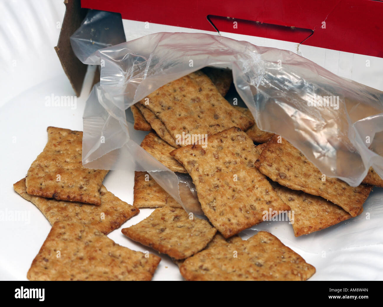 An opened box of crackers Stock Photo Alamy