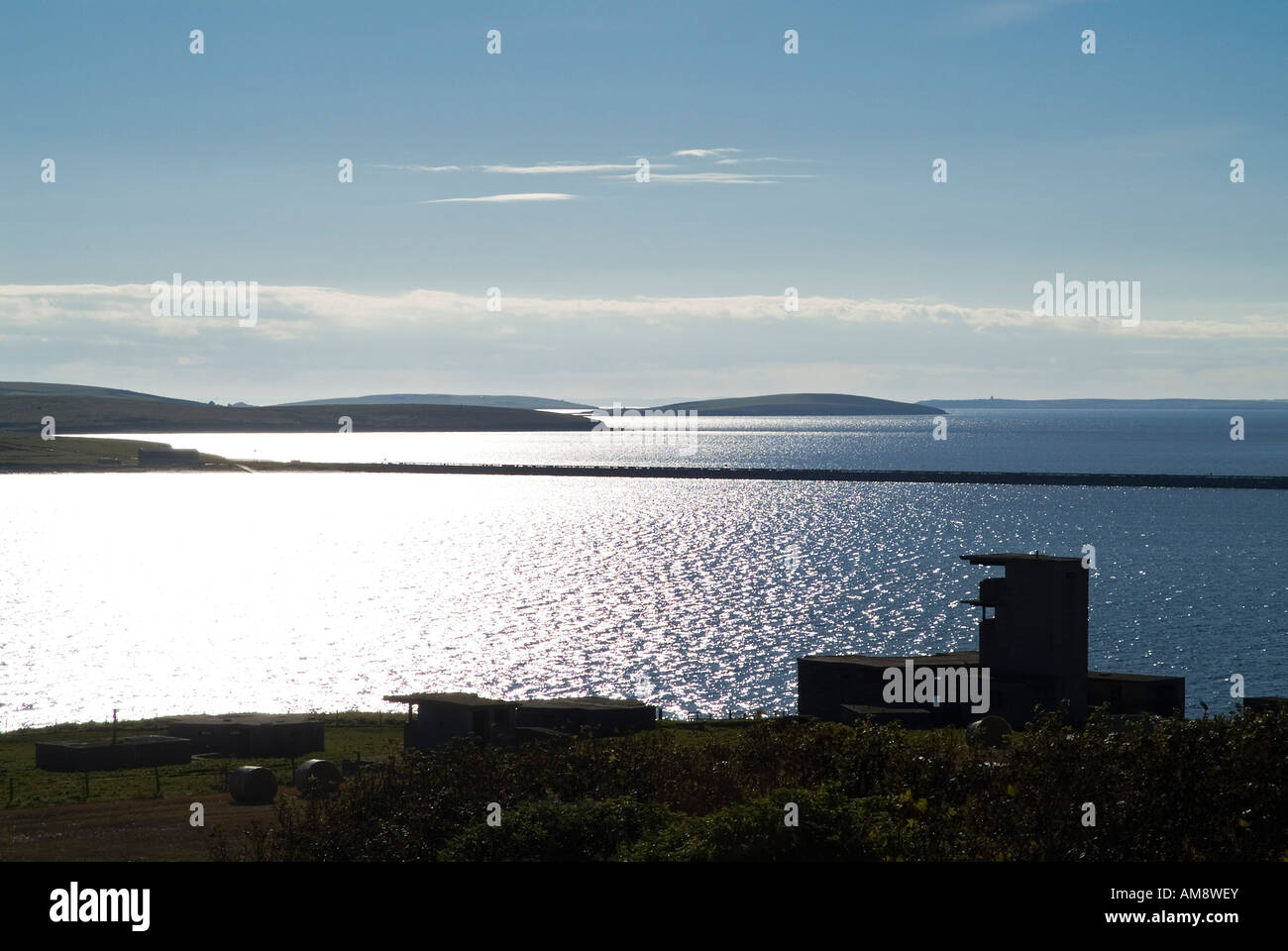 dh Churchill Barriers HOLM ORKNEY Graemeshall sea defense gun position overlooking first barrier naval history ww2 world war two 2 british scapa flow Stock Photo